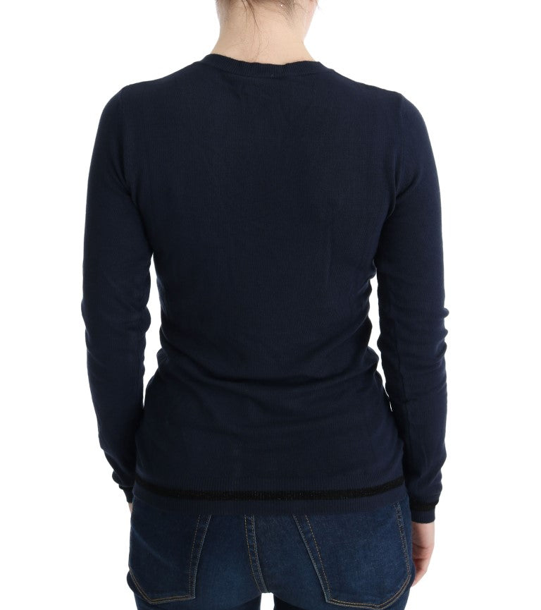 Costume National Blauer V-Ausschnitt Pullover aus Viskose