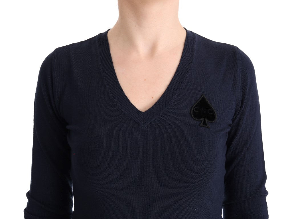 Costume National Blauer V-Ausschnitt Pullover aus Viskose
