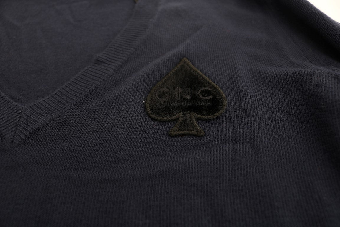Costume National Blauer V-Ausschnitt Pullover aus Viskose