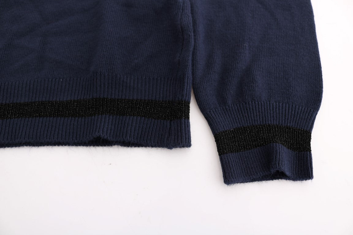 Costume National Blauer V-Ausschnitt Pullover aus Viskose