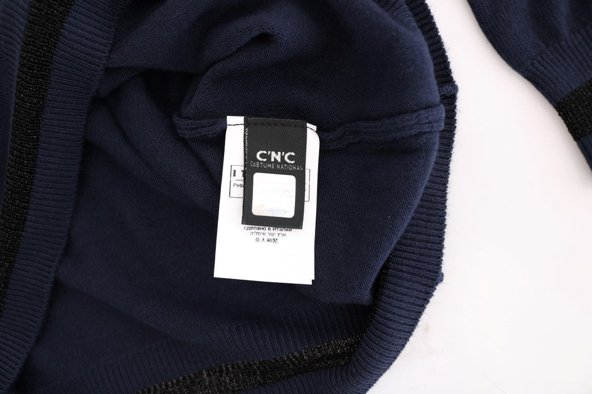 Costume National Blauer V-Ausschnitt Pullover aus Viskose