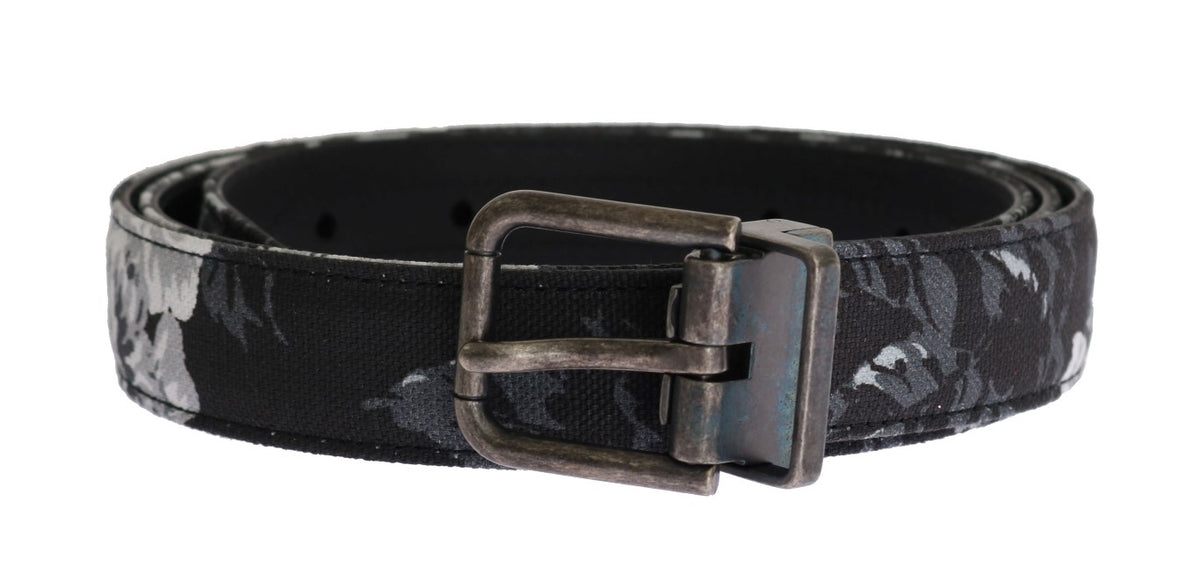 Dolce & Gabbana Schwarzer Gürtel aus Leinen und Kaimanleder
