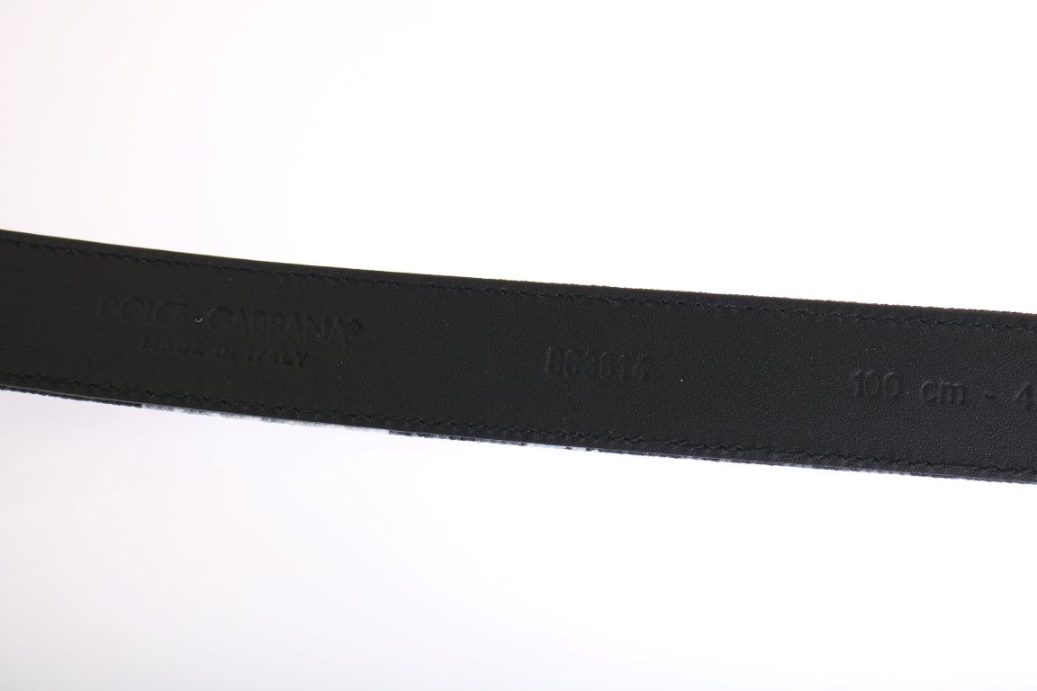 Dolce & Gabbana Schwarzer Gürtel aus Leinen und Kaimanleder