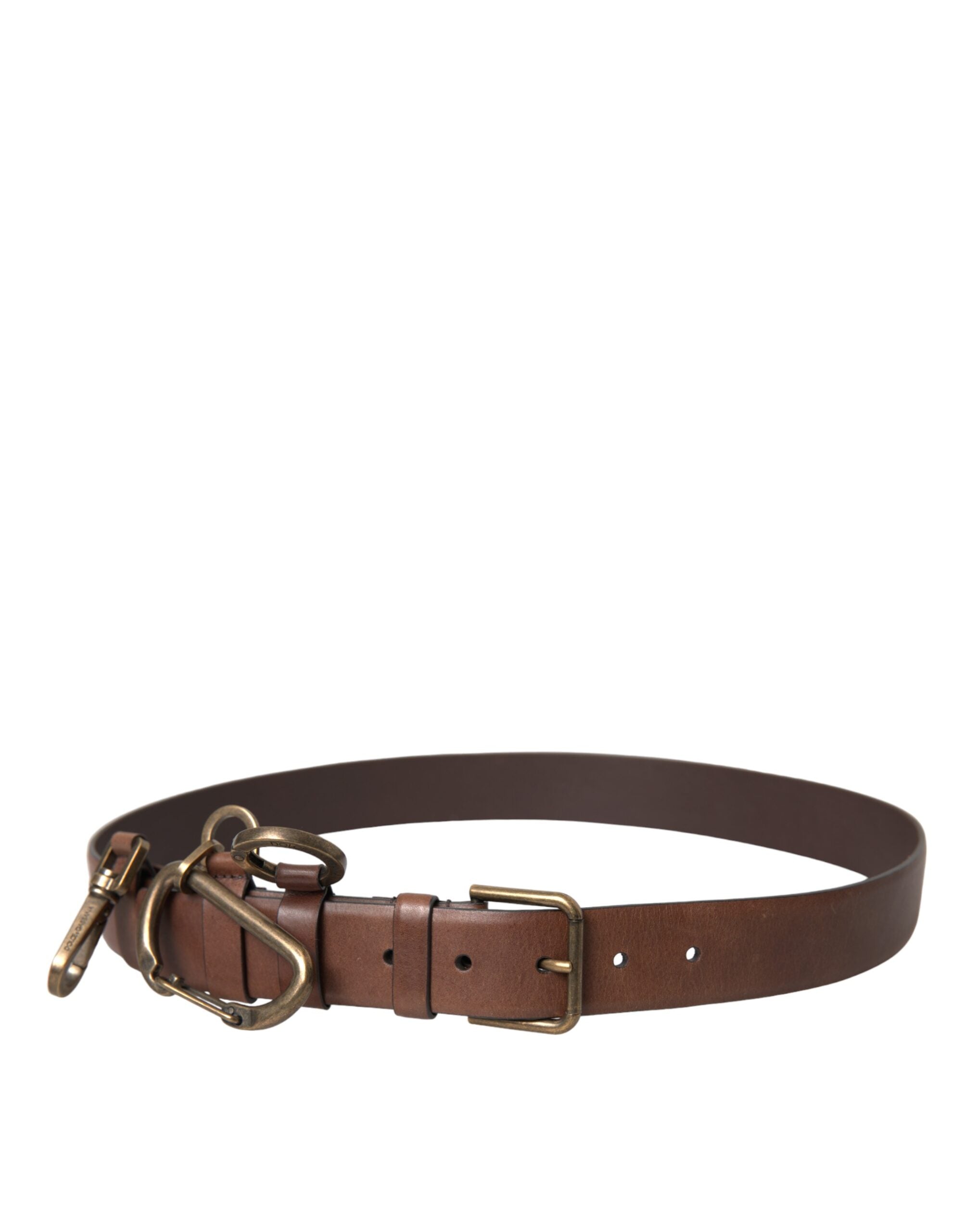 Dolce & Gabbana Brauner Herren-Gürtel aus Kalbsleder mit goldener Metallschnalle