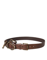 Dolce & Gabbana Brauner Herren-Gürtel aus Kalbsleder mit goldener Metallschnalle