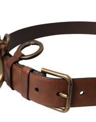 Dolce & Gabbana Brauner Herren-Gürtel aus Kalbsleder mit goldener Metallschnalle