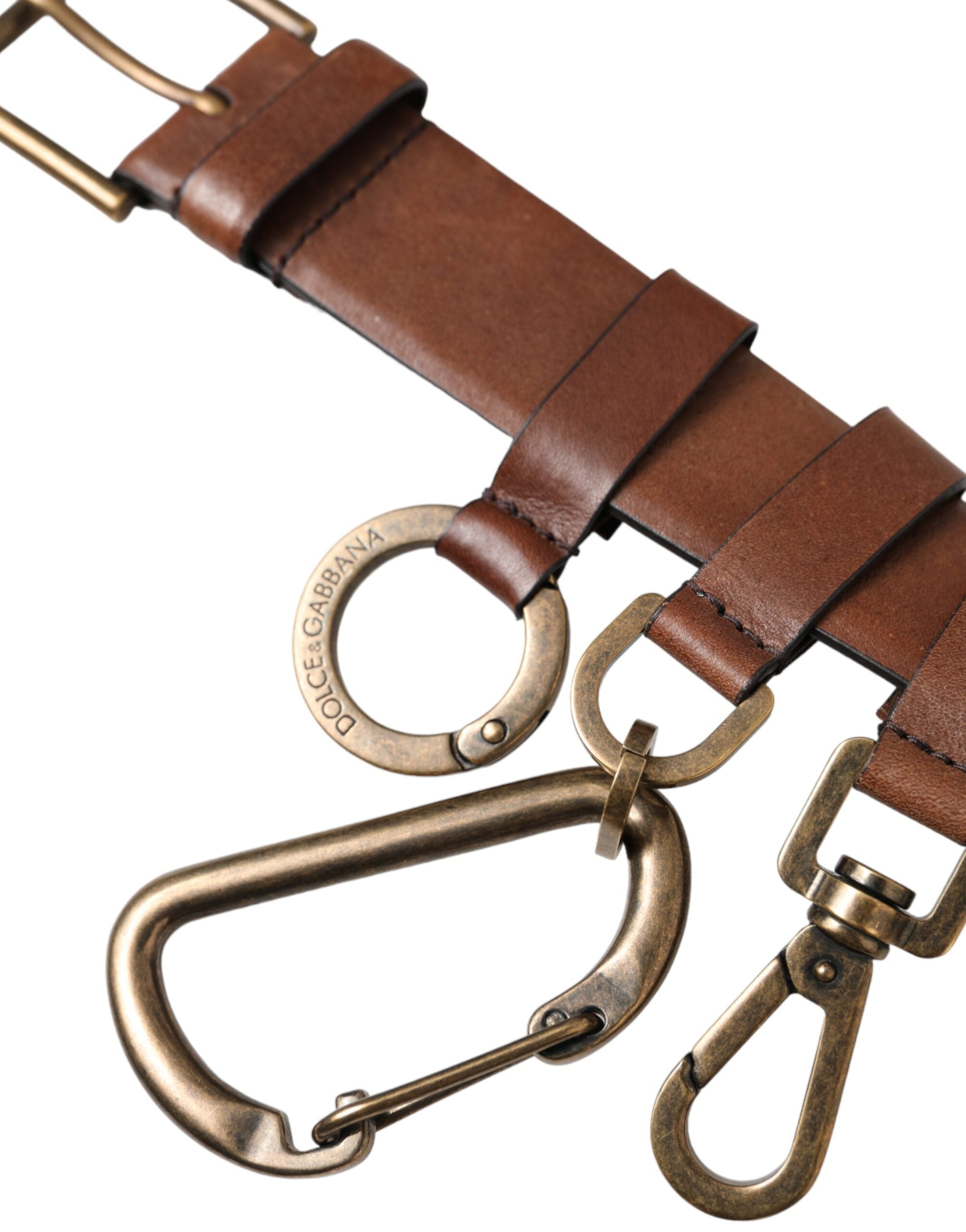 Dolce & Gabbana Brauner Herren-Gürtel aus Kalbsleder mit goldener Metallschnalle