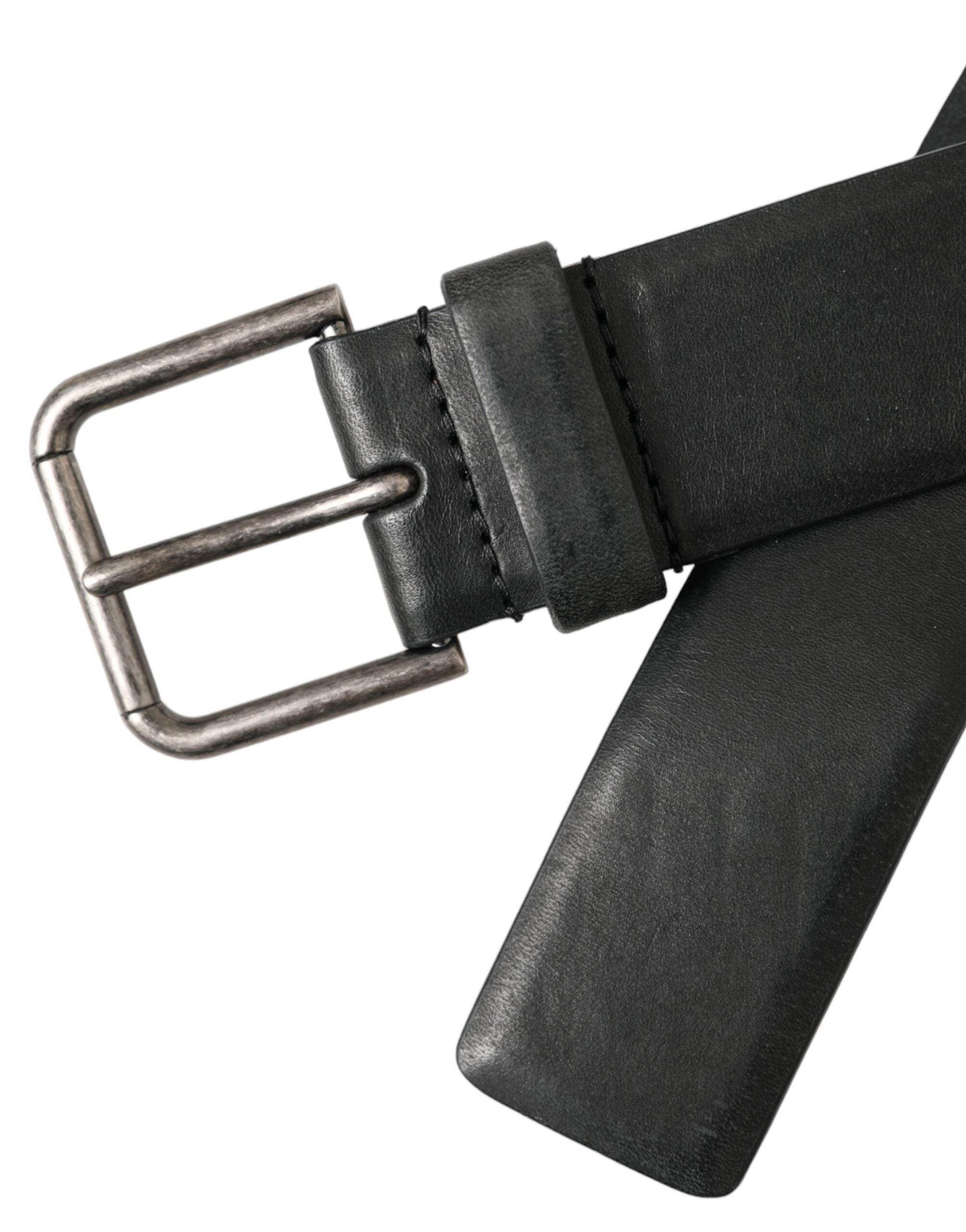 Dolce & Gabbana Gürtel aus schwarzem Kalbsleder mit silberner Metallschnalle