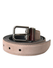 Dolce & Gabbana Beige Wildleder Silberne Schnalle Gürtel Herren