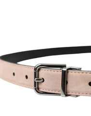 Dolce & Gabbana Beige Wildleder Silberne Schnalle Gürtel Herren
