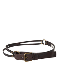 Dolce & Gabbana Damen Gürtel aus dunkelbraunem Leder mit goldfarbener Metallschnalle