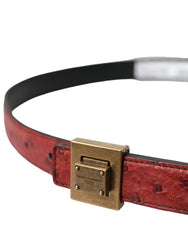 Dolce & Gabbana Bruine Leren Riem met Vierkante Metalen Gesp