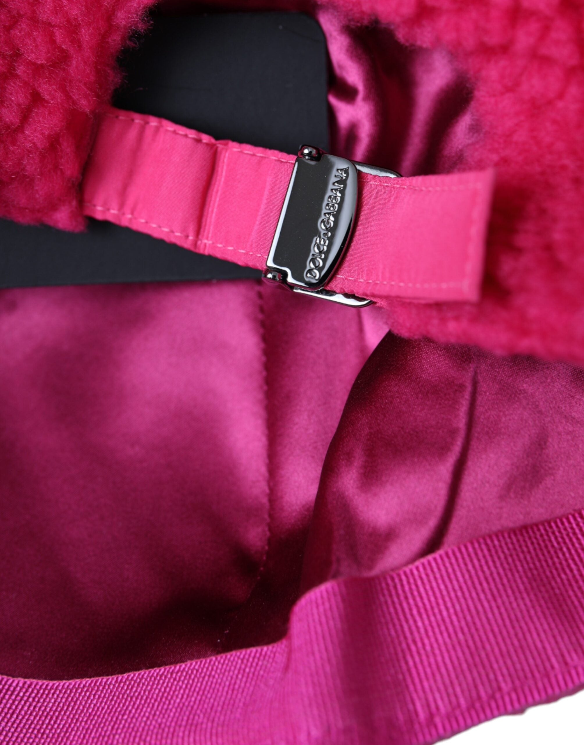 Dolce & Gabbana Pink Fleece Plüsch Baseballmütze Herren