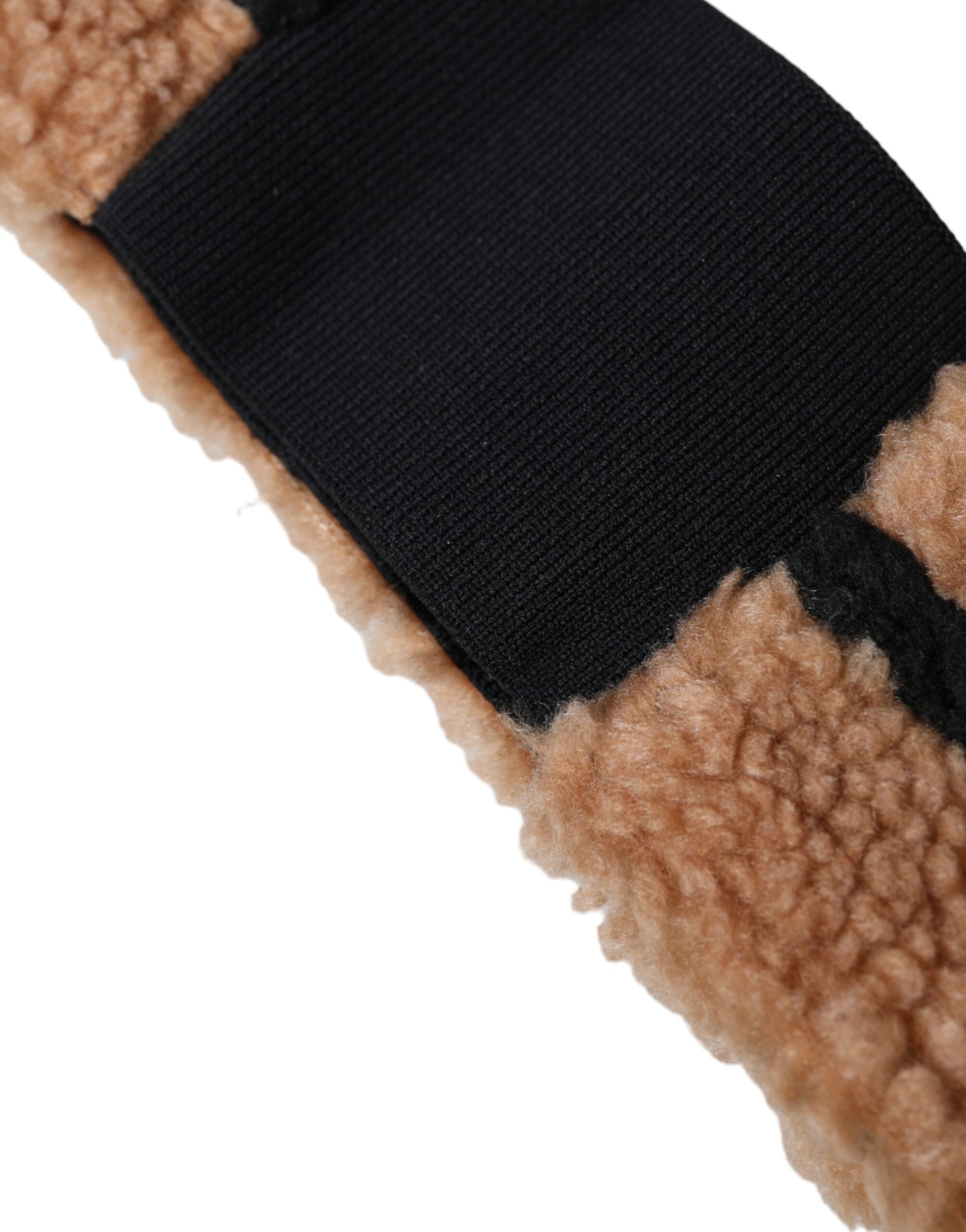 Dolce & Gabbana Stirnband aus braun-schwarzer Fleecewolle für Herren