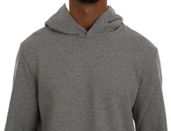 Daniele Alessandrini Gray Pullover Hodded Cotton Sweater