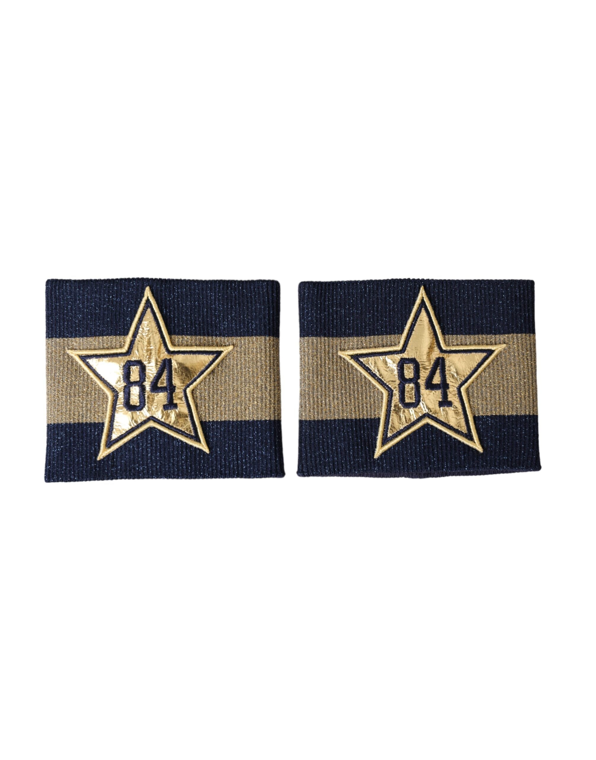 Dolce & Gabbana Schwarzes Gold Logo Stern 84 Viskose Armband
