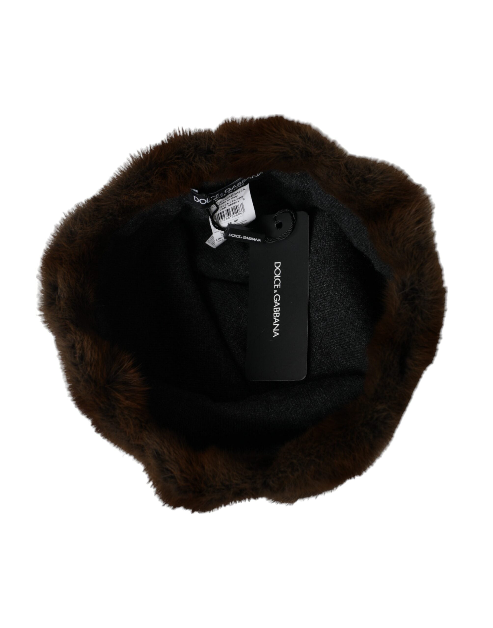Dolce & Gabbana Braune Wieselfell Kaschmirmütze für Damen