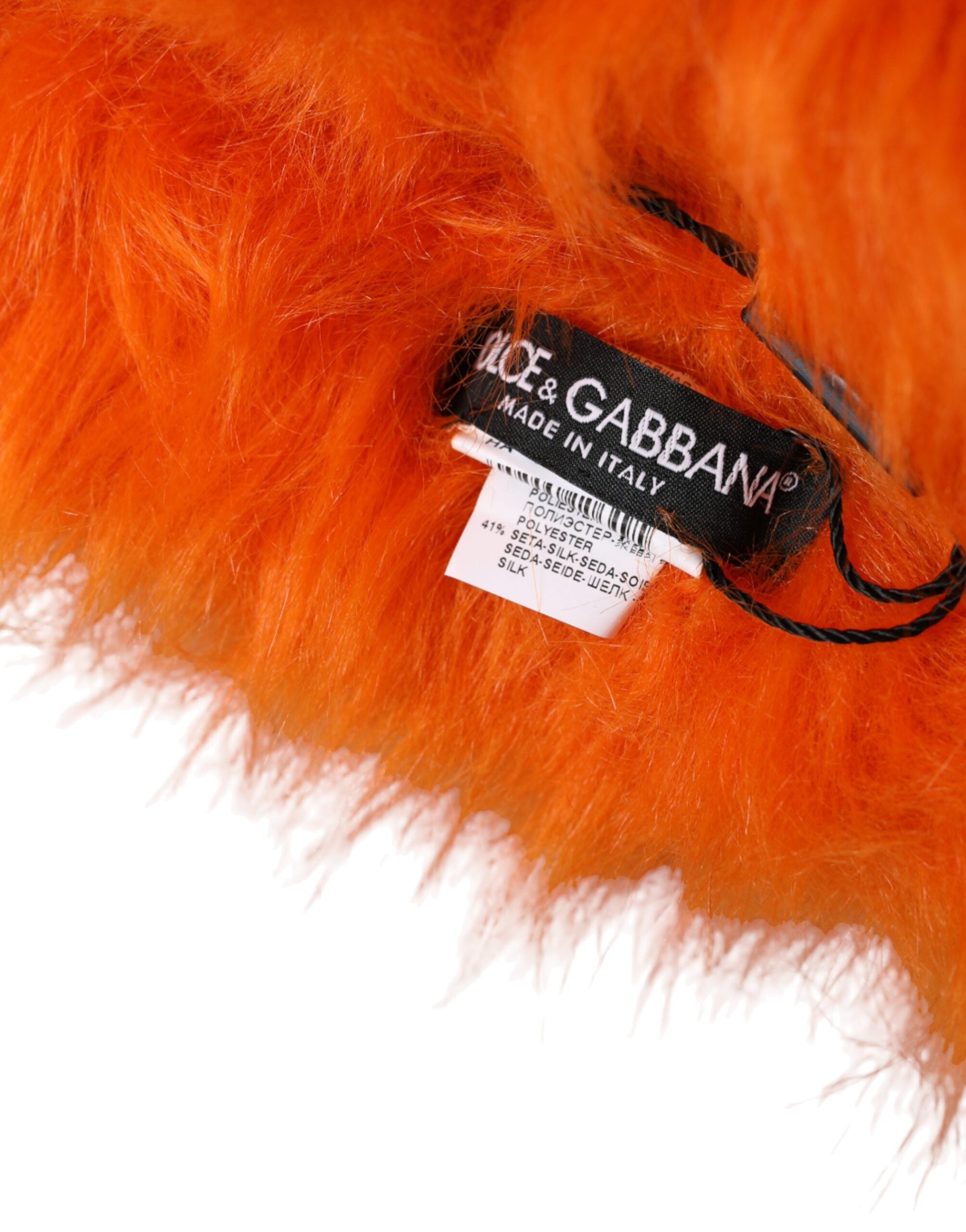 Dolce & Gabbana Oranger Kunstfell-Ganzkopfwickelhut