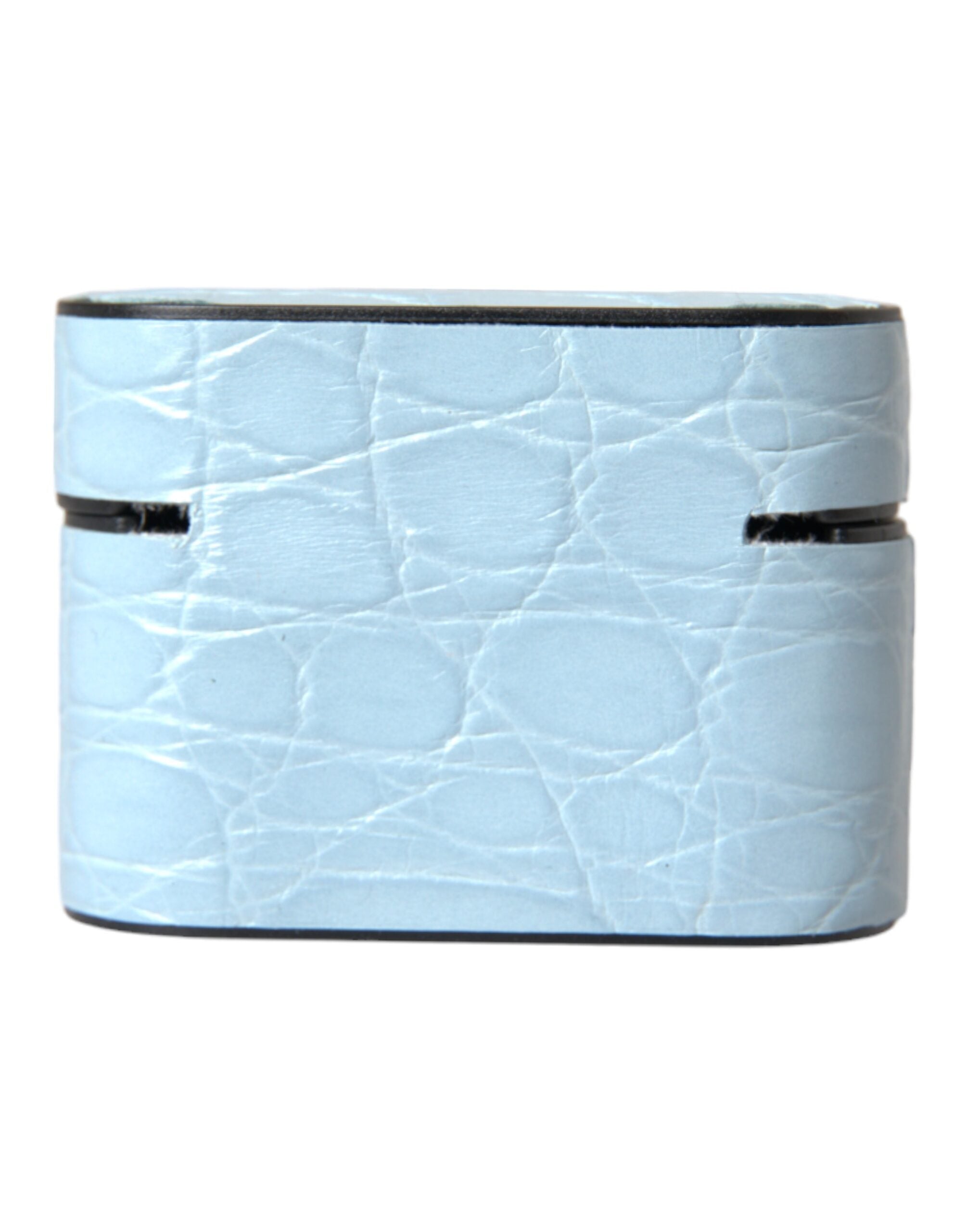Dolce & Gabbana Light Blue AirPods Case aus Leder mit Metall-Logo-Plakette