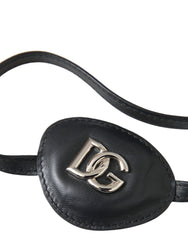 Dolce & Gabbana Zwart Kalfsleder Metalen DG Logo Ooglapje