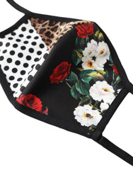 Dolce & Gabbana Multikleur Luipaard Bloemen Elastische Oorband Gezichtsmasker