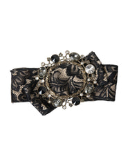 Dolce & Gabbana Schwarze Spitze Kristall Handgemachte Brosche Haarnadel