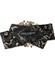 Dolce & Gabbana Schwarze Spitze Kristall Handgemachte Brosche Haarnadel