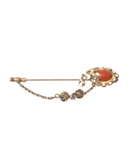 Dolce & Gabbana Goldene Messing Kristallkette 925 Sterlingsilber Nadelbrosche