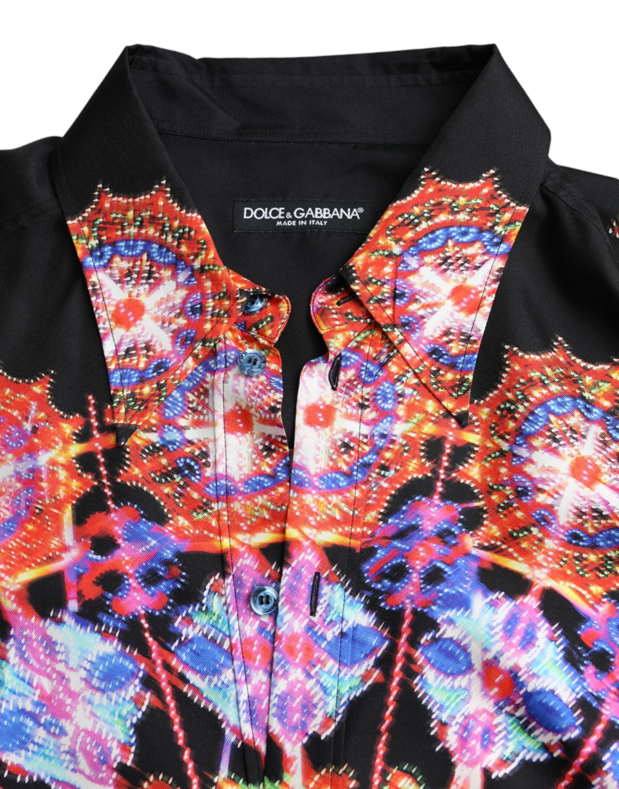 Dolce &amp; Gabbana Mehrfarbiges Luminarie-Freizeithemd aus Seide für Herren