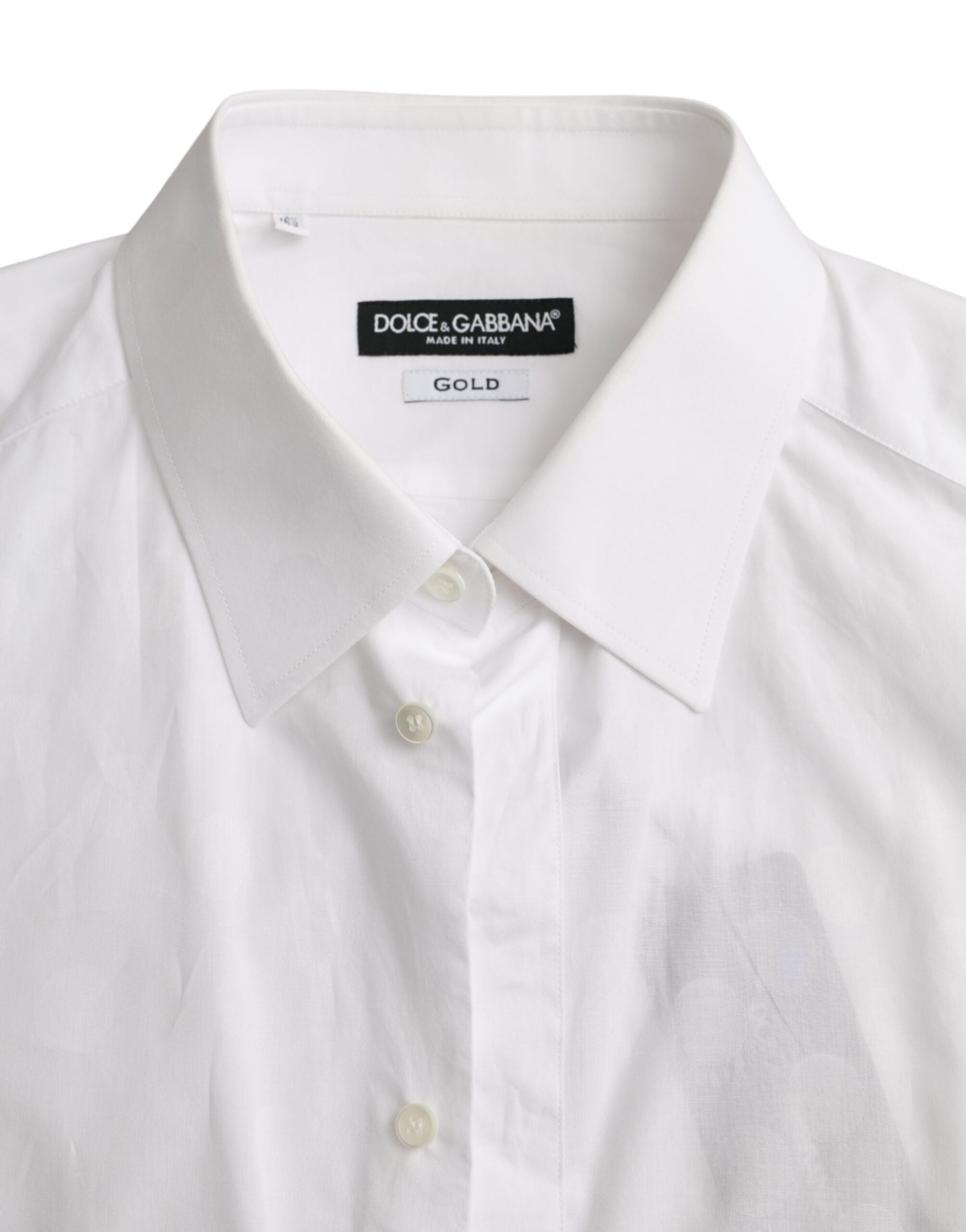 Dolce &amp; Gabbana Weißes gepunktetes Baumwollkleid GOLD Hemd