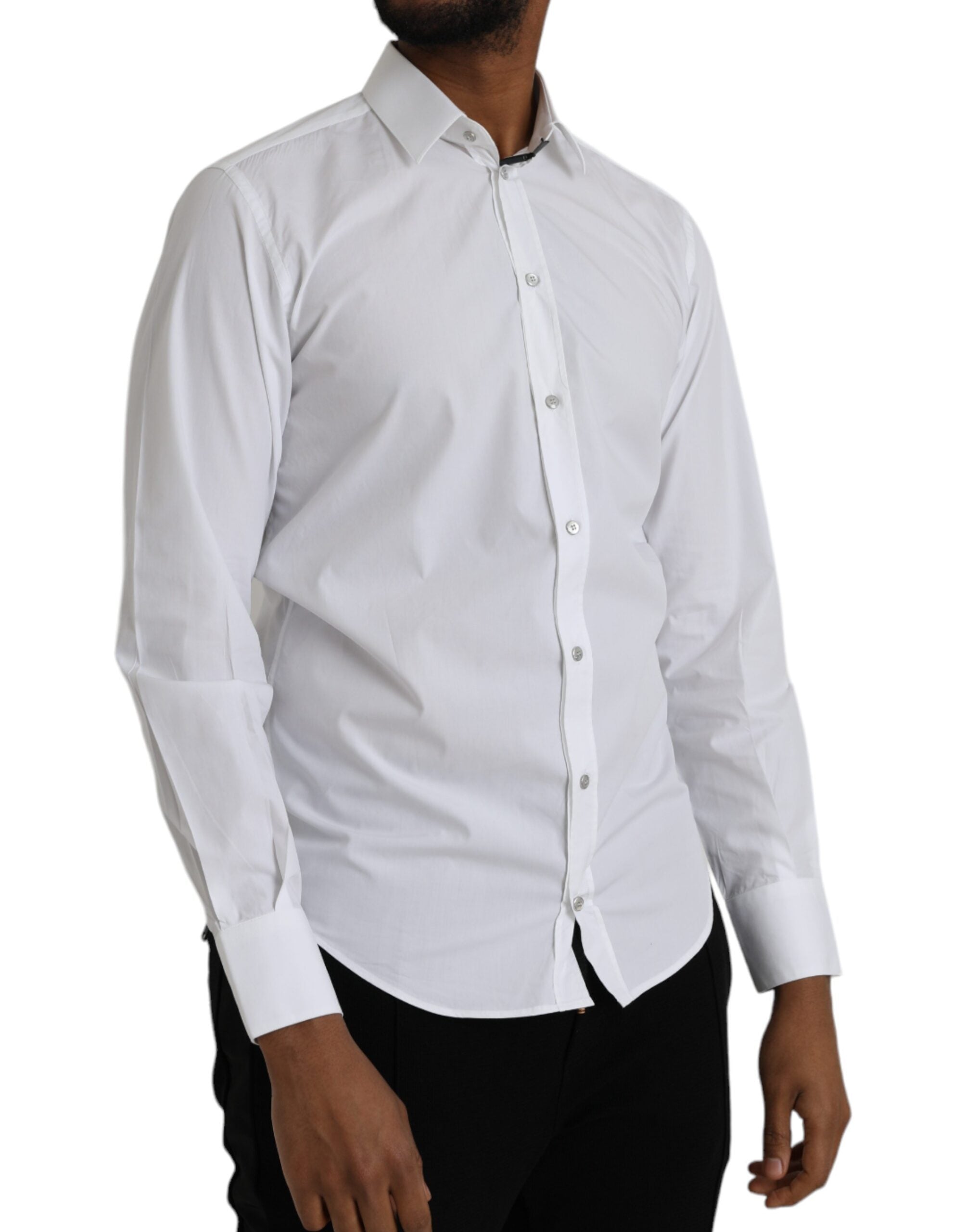 Dolce &amp; Gabbana Weißes Langarmkleid aus Baumwolle MARTINI Shirt