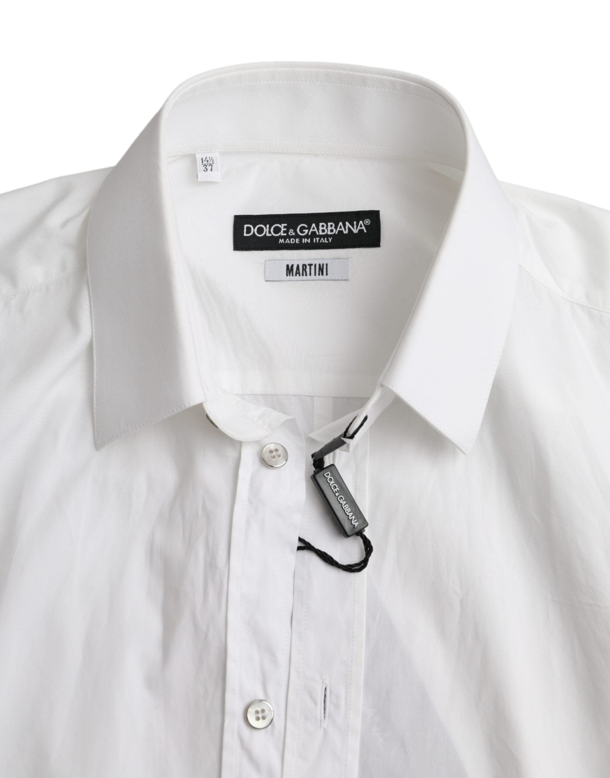 Dolce &amp; Gabbana Weißes Langarmkleid aus Baumwolle MARTINI Shirt