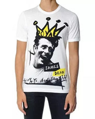 Dolce & Gabbana Weißes Baumwoll-T-Shirt für Herren mit Grafik und kurzen Ärmeln