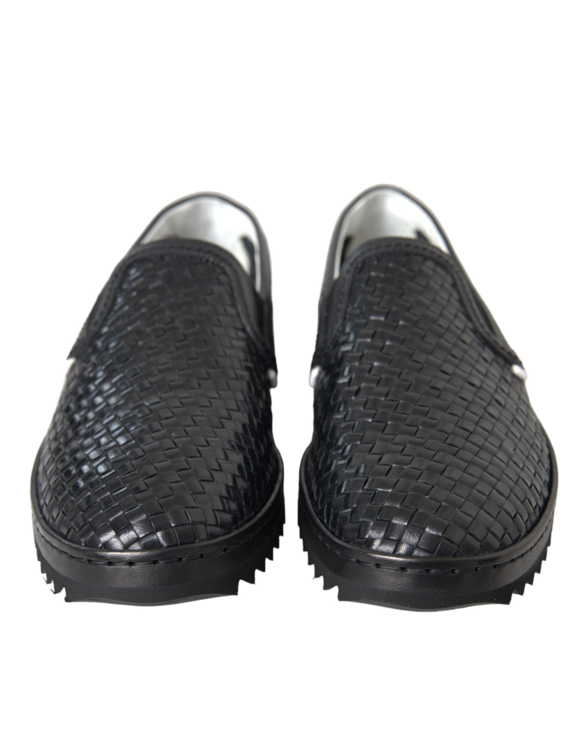 Dolce & Gabbana Schwarze geflochtene Herren Loafers aus Büffelleder