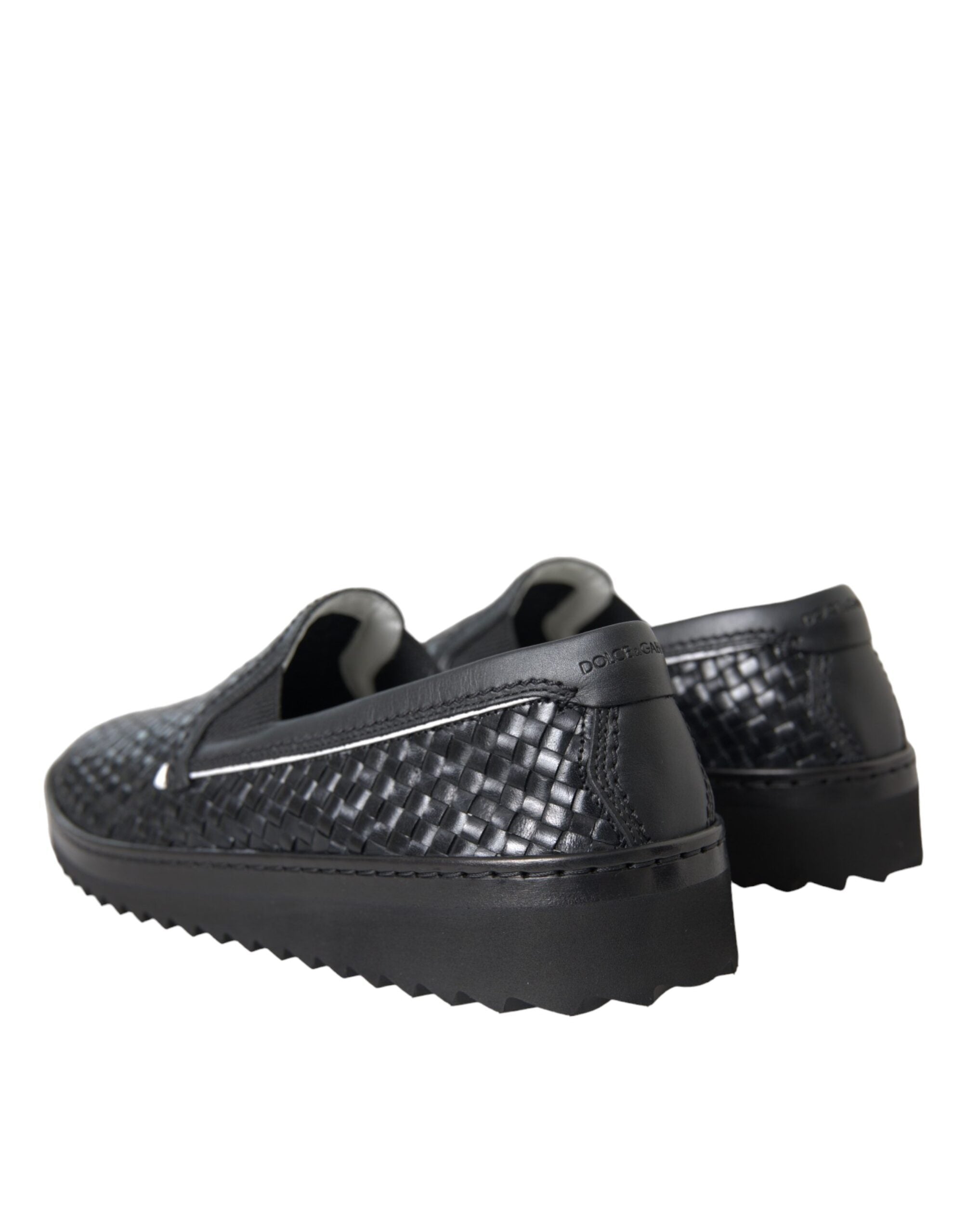 Dolce & Gabbana Schwarze geflochtene Herren Loafers aus Büffelleder