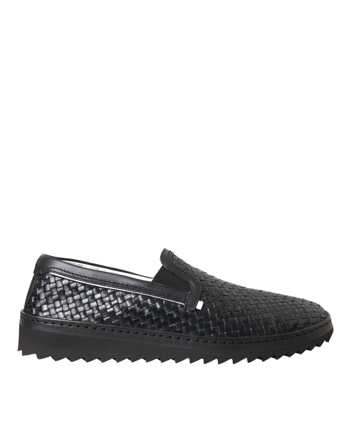 Dolce & Gabbana Schwarze geflochtene Herren Loafers aus Büffelleder