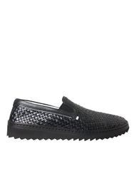 Dolce & Gabbana Schwarze geflochtene Herren Loafers aus Büffelleder