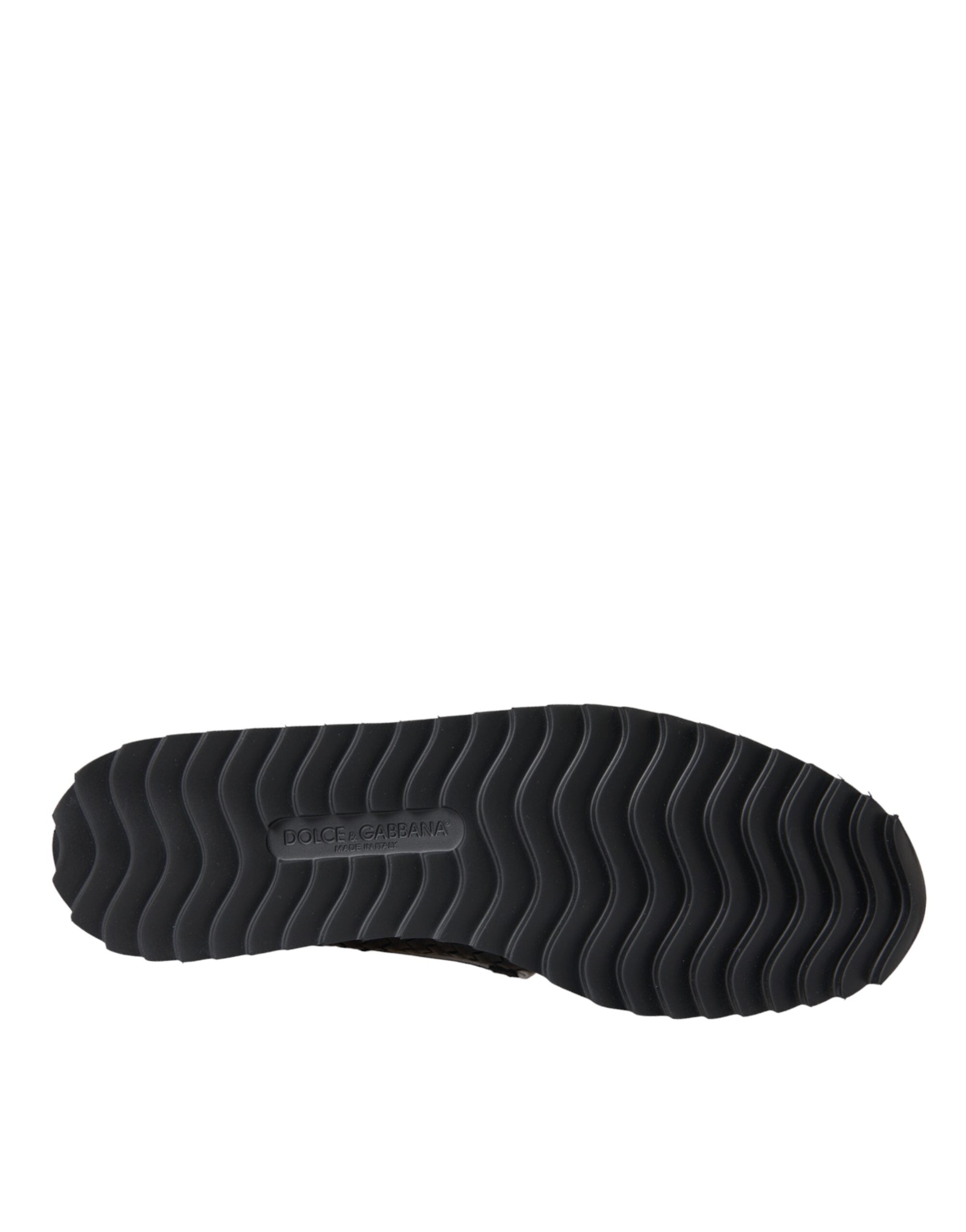 Dolce & Gabbana Schwarze geflochtene Herren Loafers aus Büffelleder