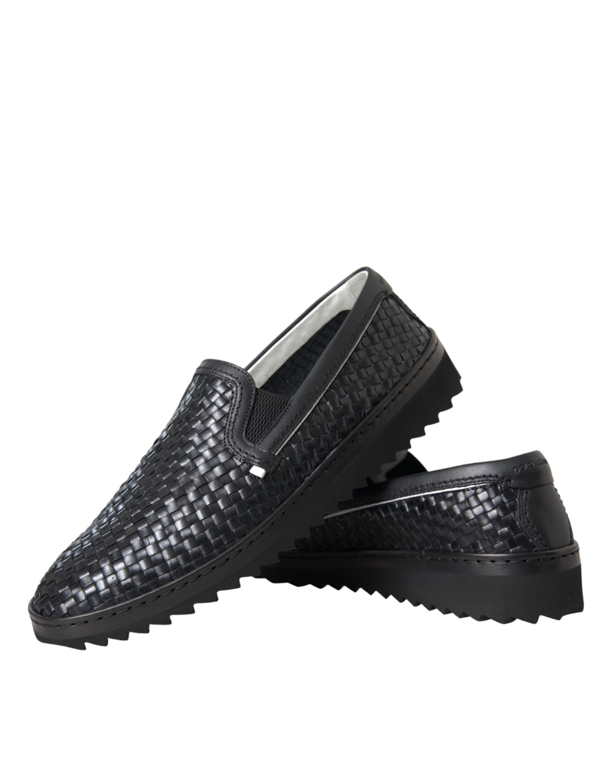 Dolce & Gabbana Schwarze geflochtene Herren Loafers aus Büffelleder