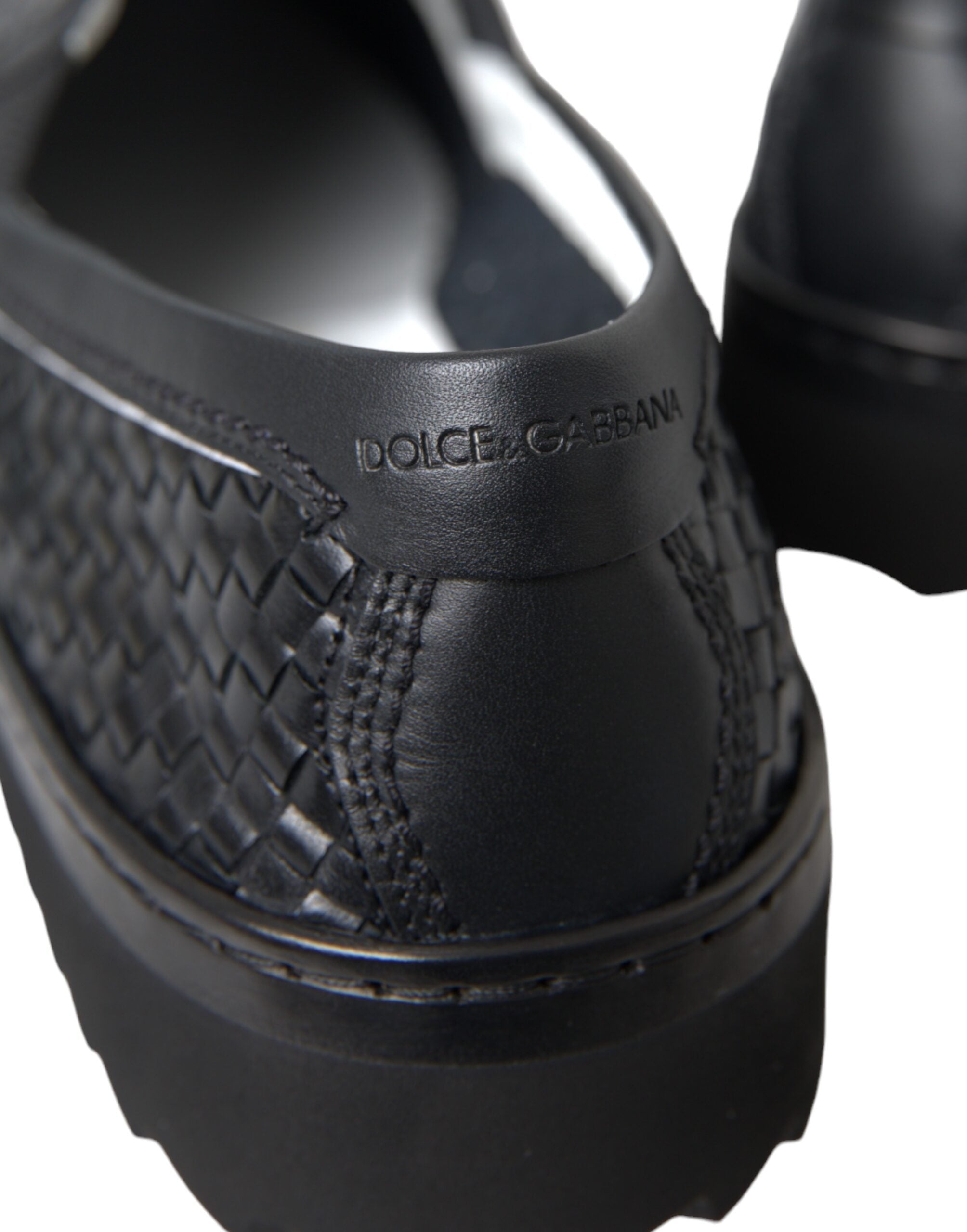 Dolce & Gabbana Schwarze geflochtene Herren Loafers aus Büffelleder