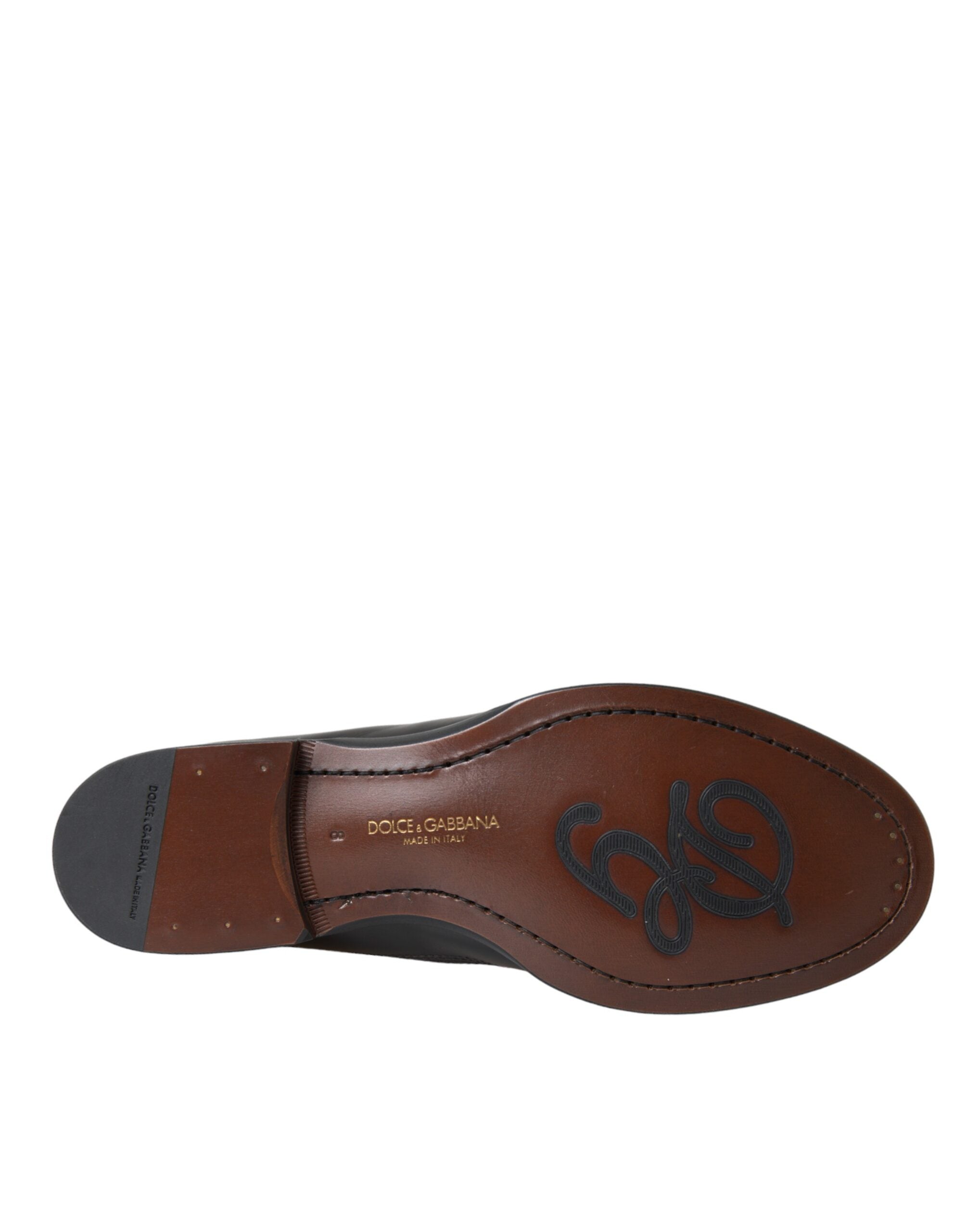 Dolce & Gabbana Schwarze Braune Leder Mokassins Herren Anzugschuhe
