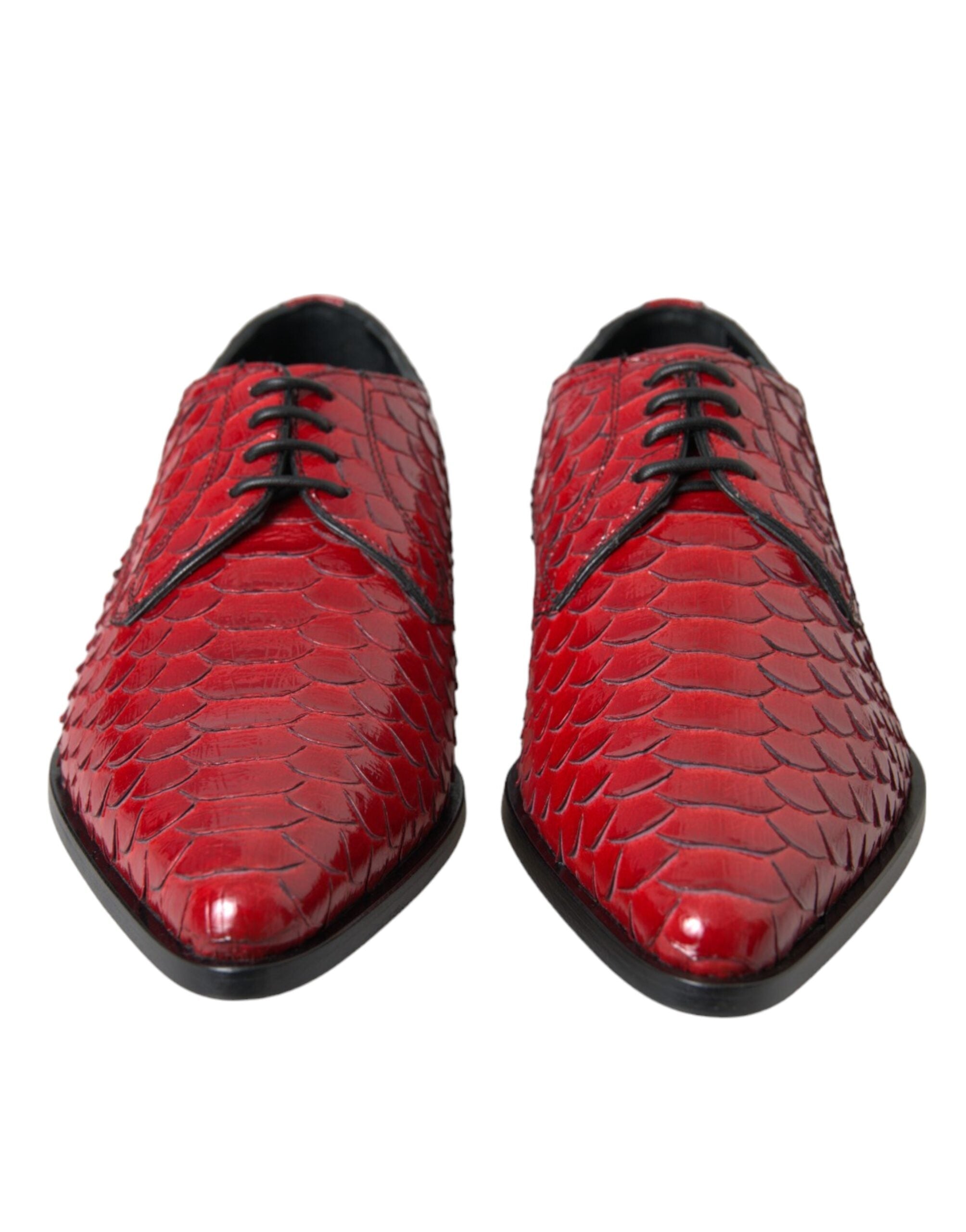 Dolce &amp; Gabbana Rot Strukturierte Lackierte Derby Herren Formelle Schuhe