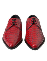 Dolce &amp; Gabbana Rot Strukturierte Lackierte Derby Herren Formelle Schuhe