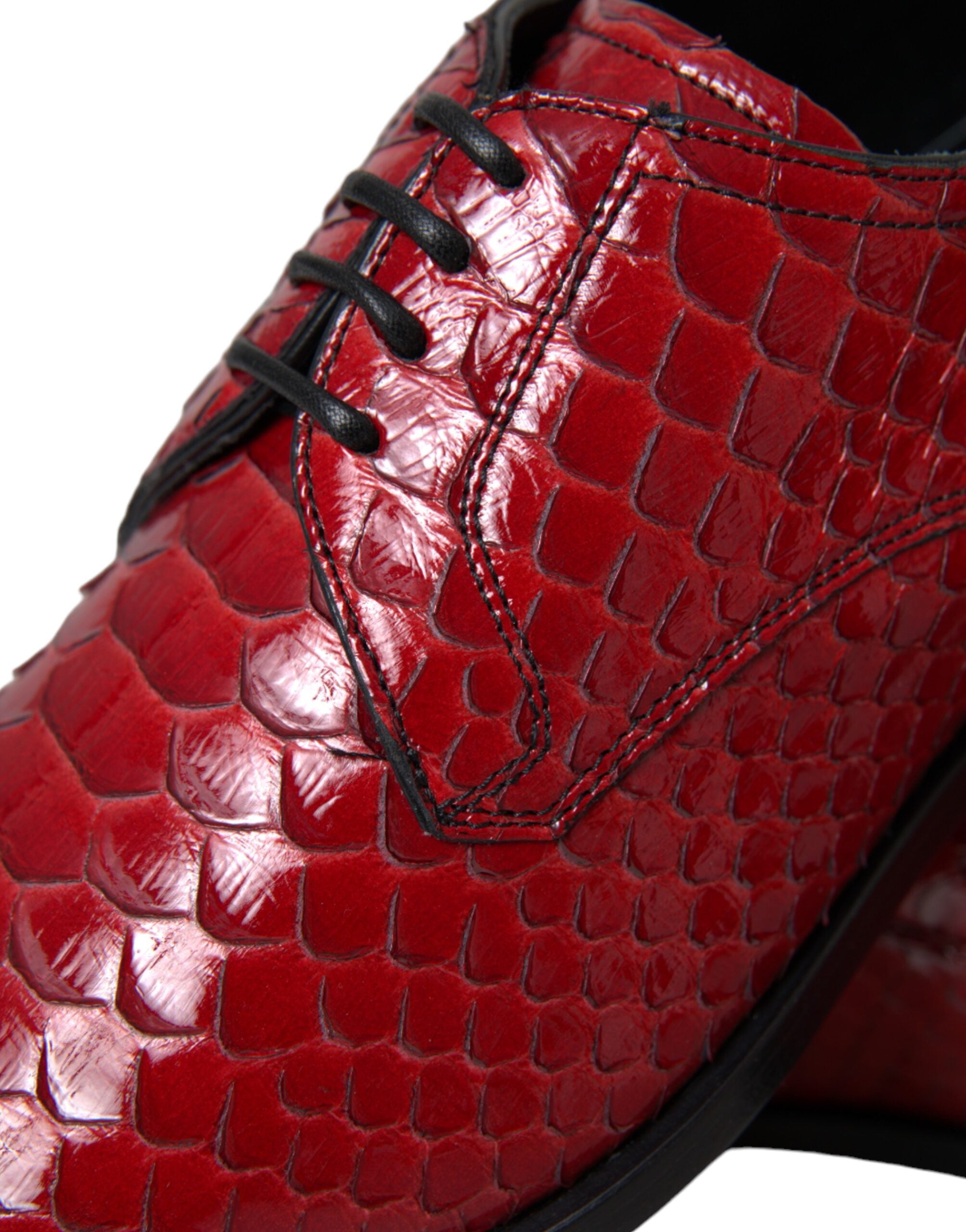 Dolce &amp; Gabbana Rot Strukturierte Lackierte Derby Herren Formelle Schuhe
