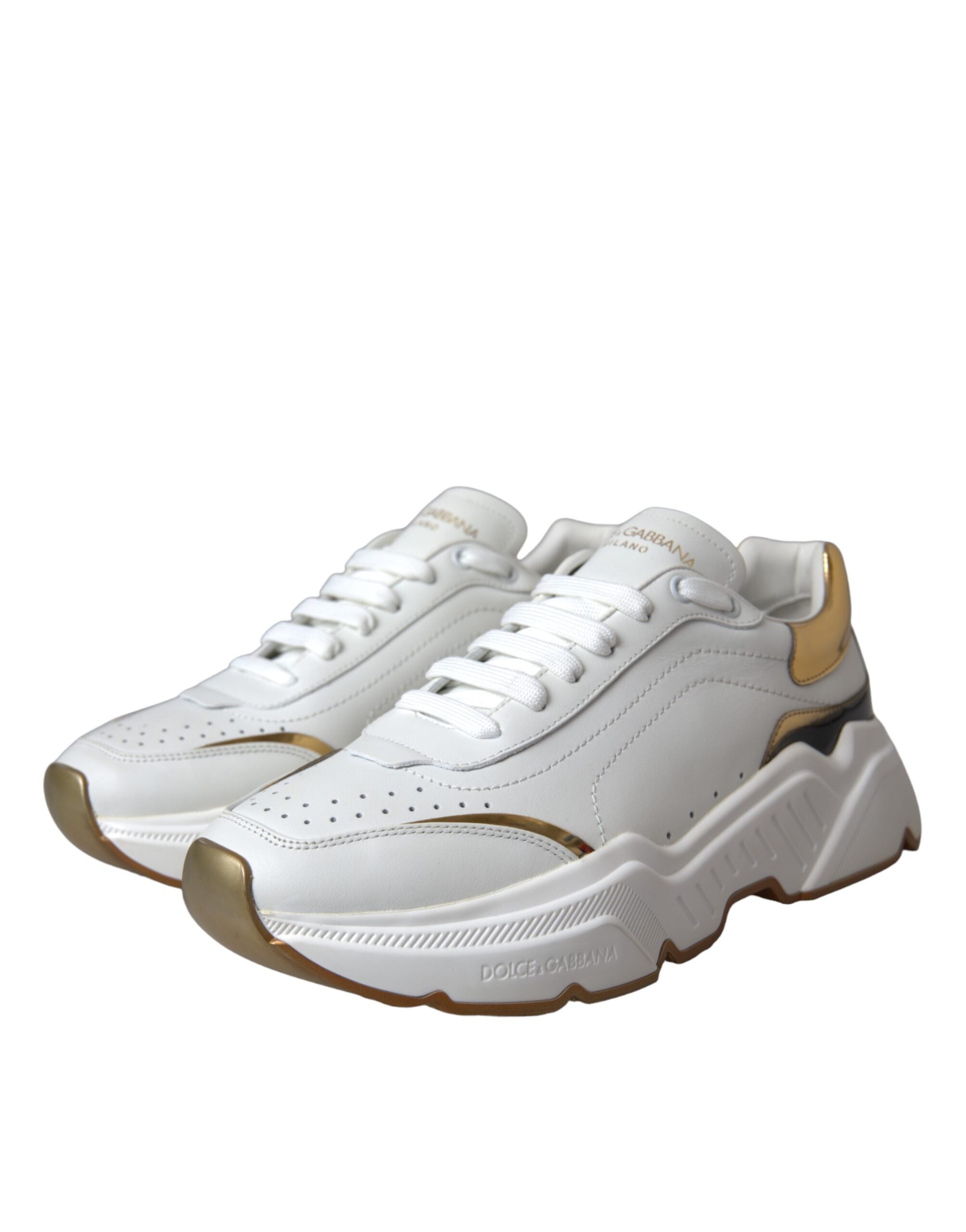 Dolce &amp; Gabbana – Daymaster – Sneaker aus Leder in Weißgold