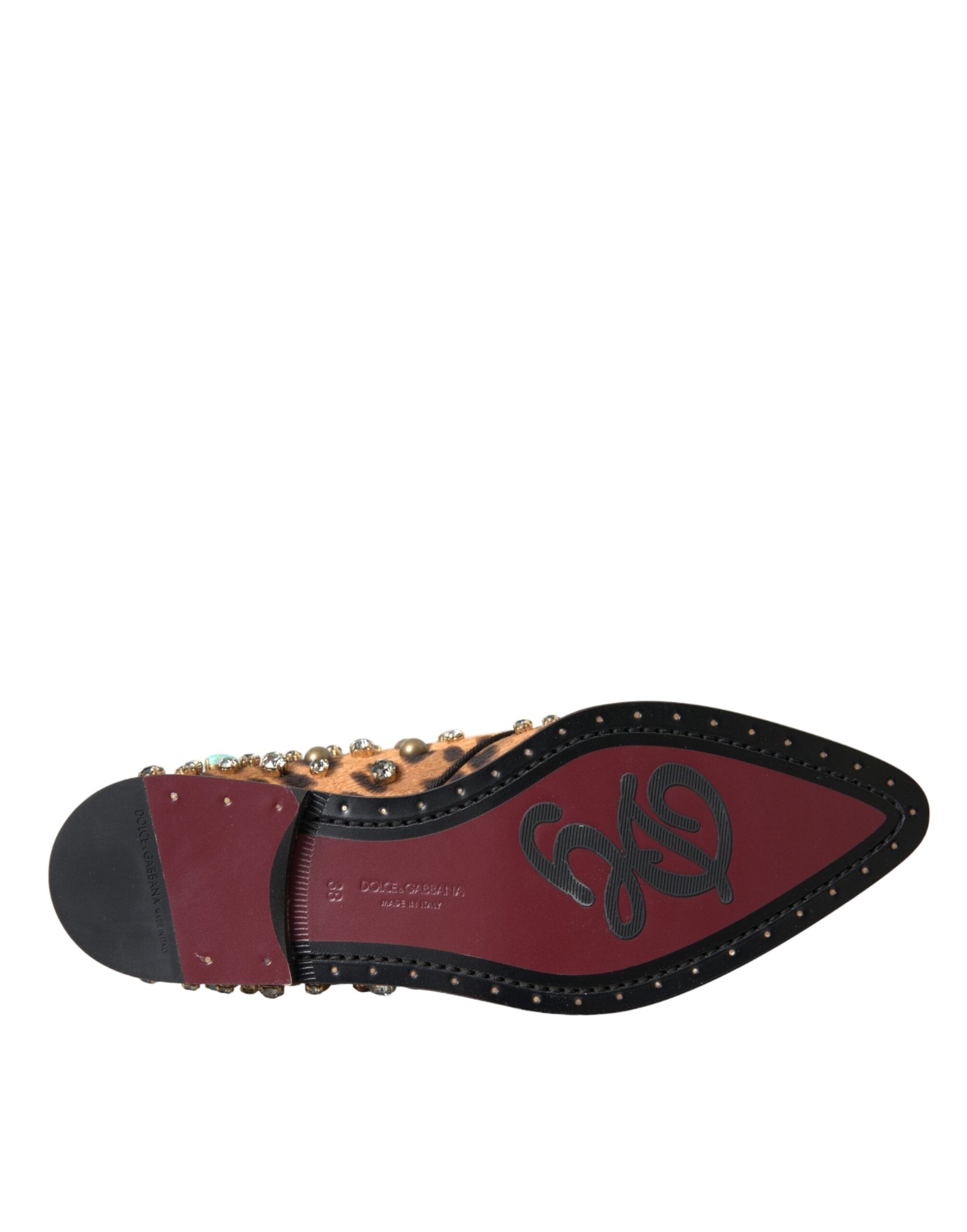 Dolce &amp; Gabbana Braunes Leopardenhaar Kristallkleid Broque Schuhe