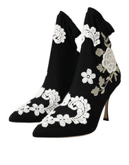 Dolce &amp; Gabbana – Slipper mit Stickerei in Schwarz und Weiß