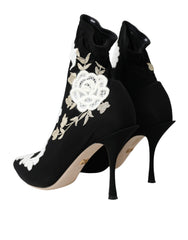 Dolce &amp; Gabbana – Slipper mit Stickerei in Schwarz und Weiß