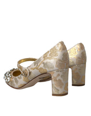 Dolce & Gabbana Gold Jacquard Pumps mit Kristallen