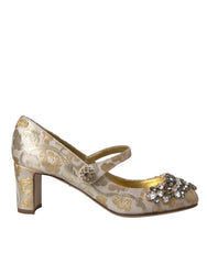 Dolce & Gabbana Gold Jacquard Pumps mit Kristallen
